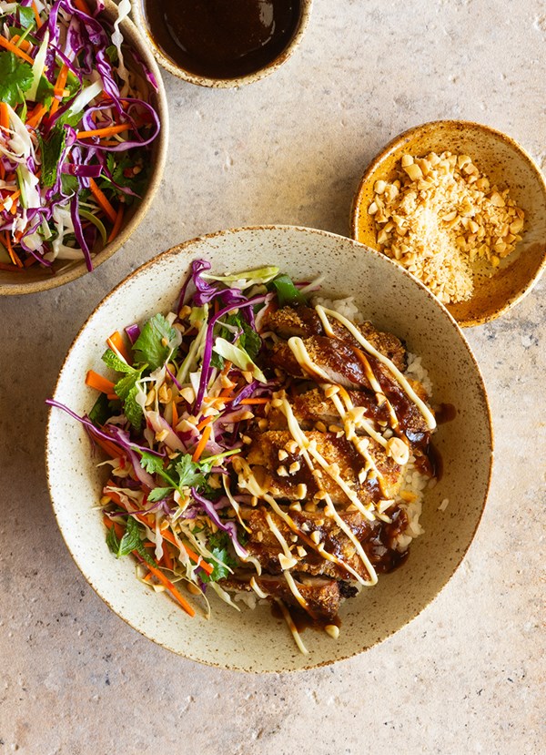 Lee Kum Kee hoisin crumbed chicken and slaw bowls