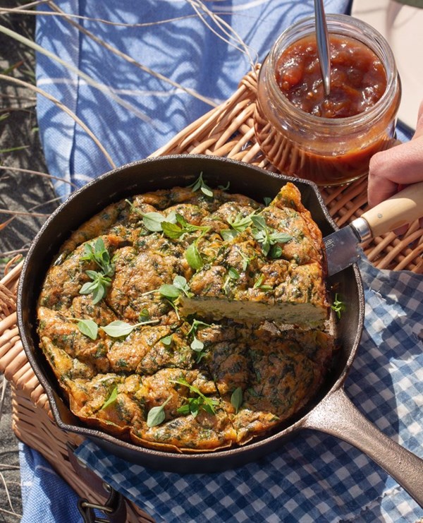 Leek & herb frittata