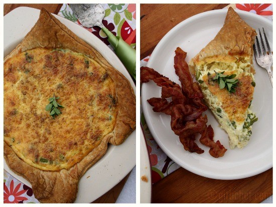 Leek and asparagus quiche