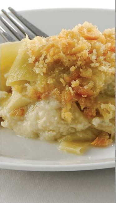 Leek and blue cheese crumble