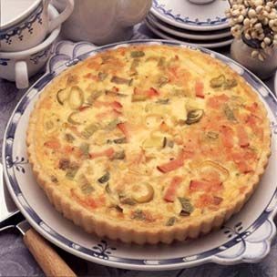 Leek and Canadian bacon quiche