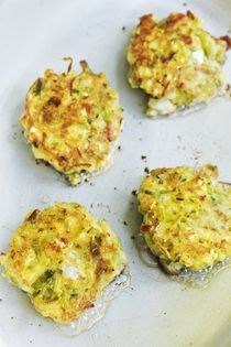 Leek and feta fritters