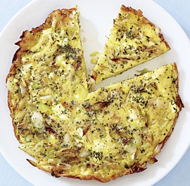 Leek and goat cheese frittata