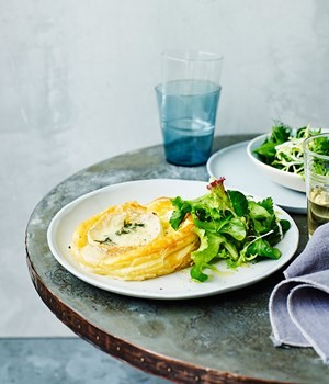 Leek and goat's curd tart