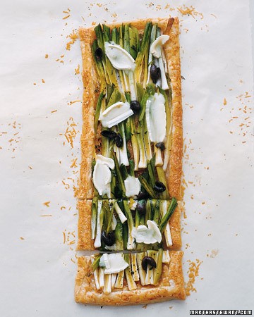 Leek and olive tart