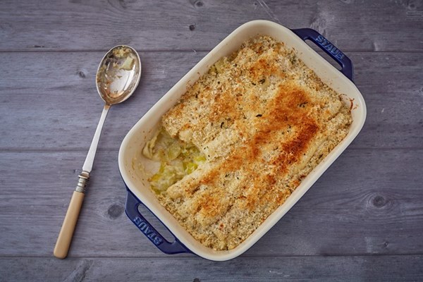 Leek and salsify gratin