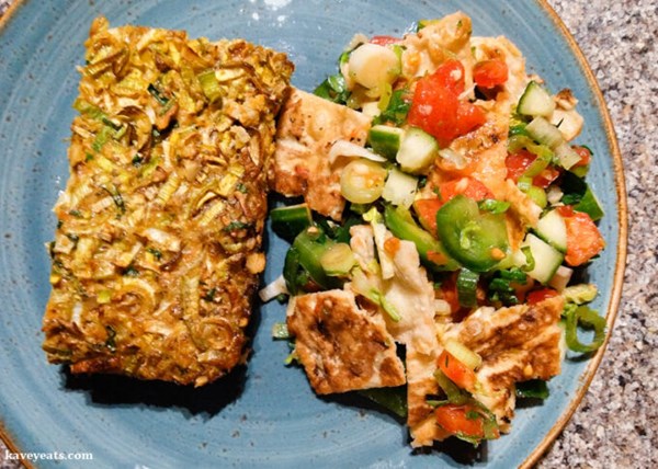 Leek and walnut eggeh (Baked omelette)