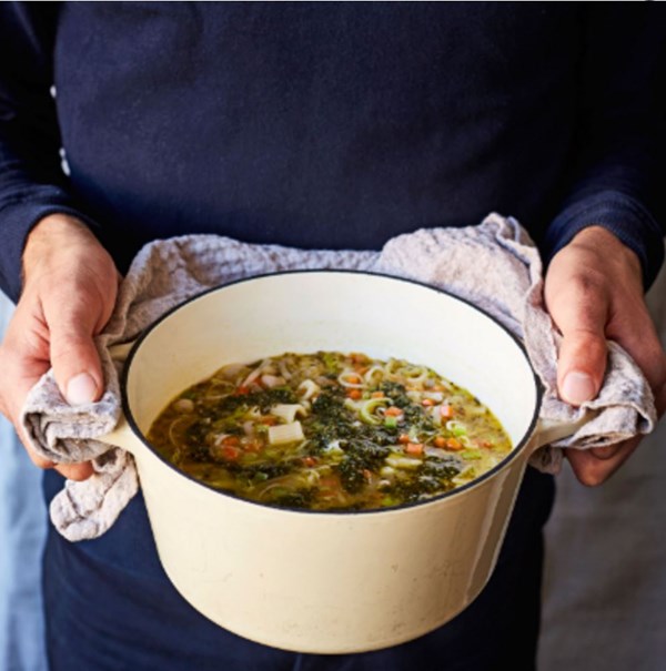 Leek and white bean minestrone