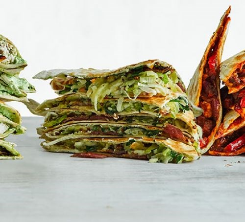 Leek, bacon & mustard quesadilla