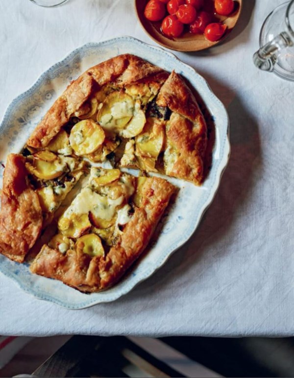 Leek, blue cheese and potato galette