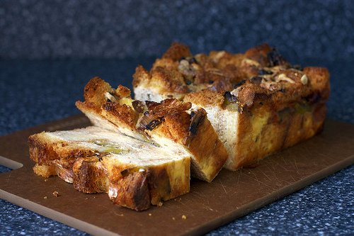 Leek bread pudding