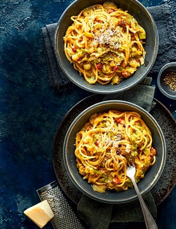 Leek carbonara