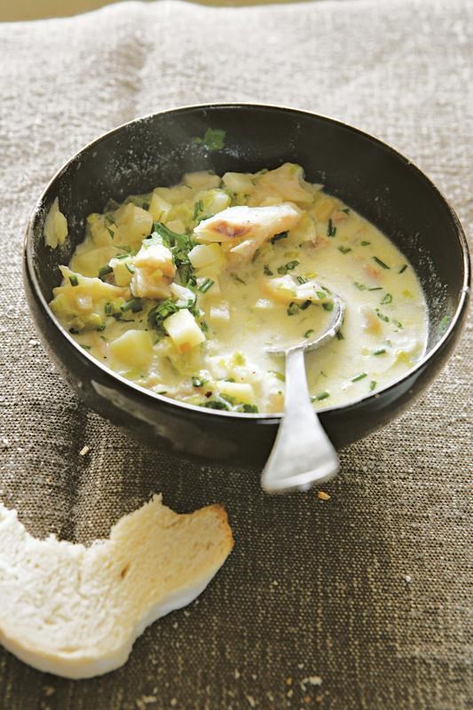 Leek, celeriac and smoked pollack soup