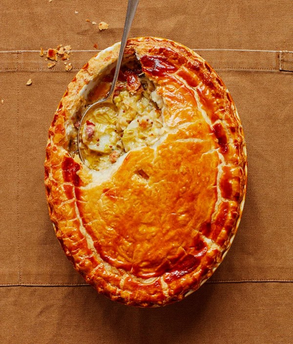 Leek, cheddar and pancetta puff pastry