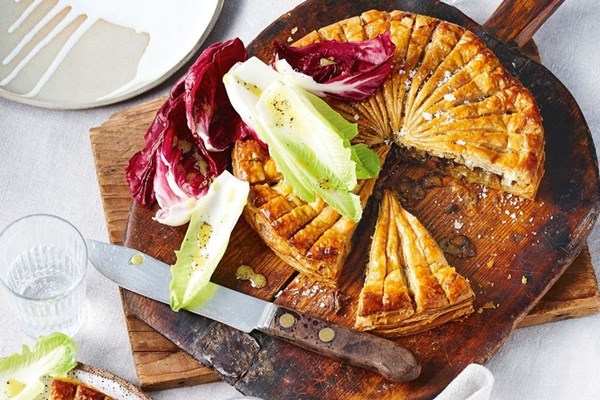 Leek, cheese & mushroom Pithivier