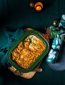 Leek gratin with crispy leek topping