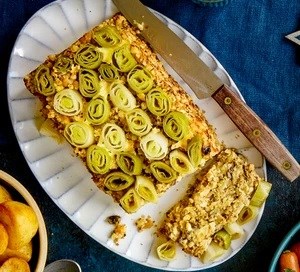 Leek, Lancashire cheese & sage nut roast