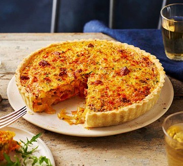 Leek, Manchego & chorizo tart