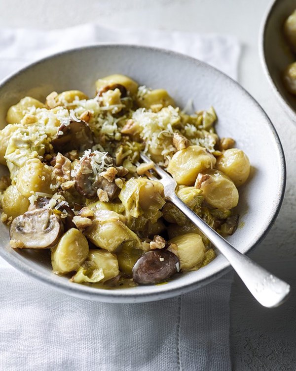 Leek, mushroom and cheddar gnocchi 