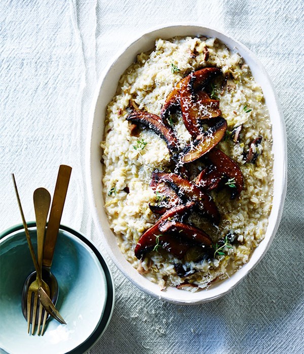 Leek, mushroom and thyme risotto