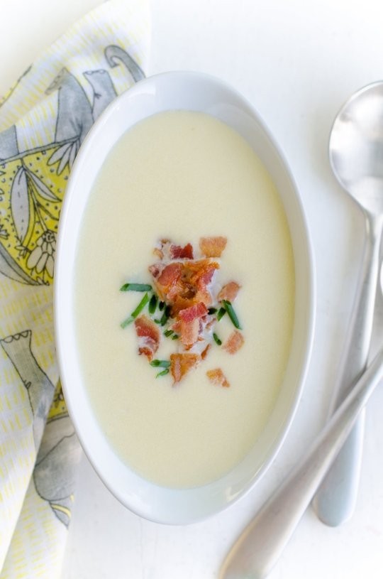 Leek, potato & fennel soup with bacon