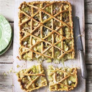 Leek, potato and Gorgonzola tart
