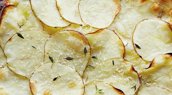 Leek, potato, Taleggio, and fresh thyme