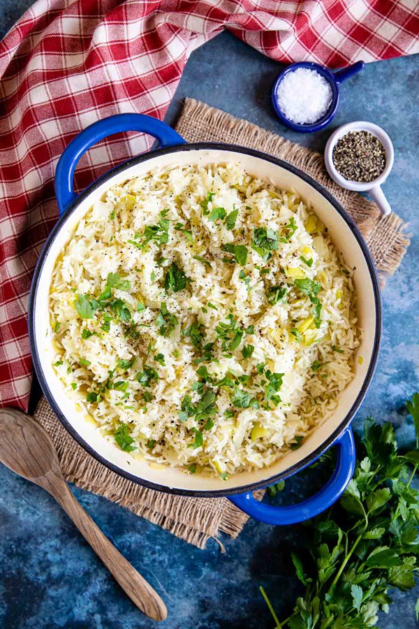 Leek rice pilaf