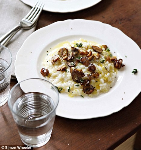 Leek risotto with chestnuts