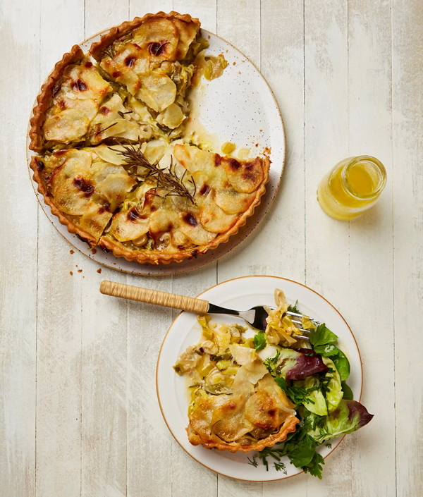Leek, shallot and potato tart