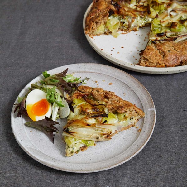 Leek, shallot and Stilton galette