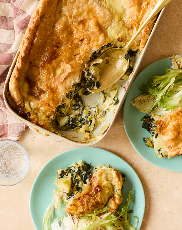 Leek, spinach and sheep's cheese pie