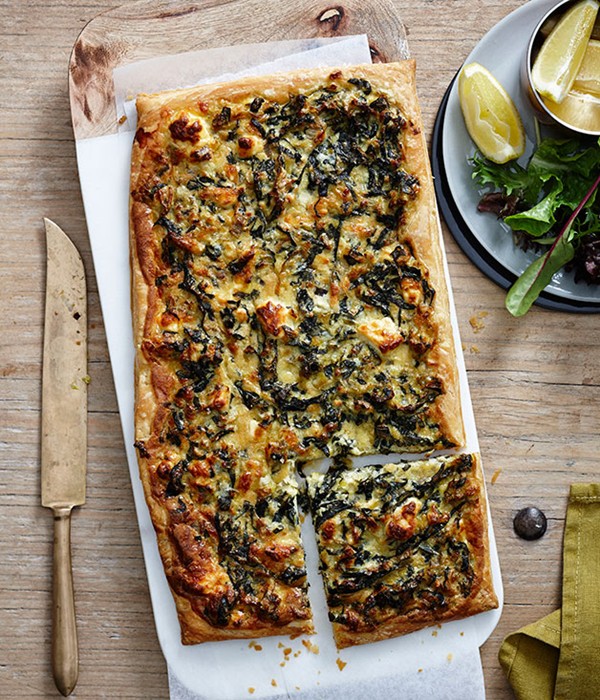 Leek, Swiss chard and feta tart