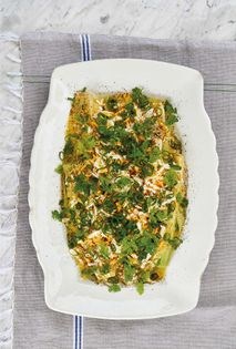 Leeks vinaigrette with capers and chervil
