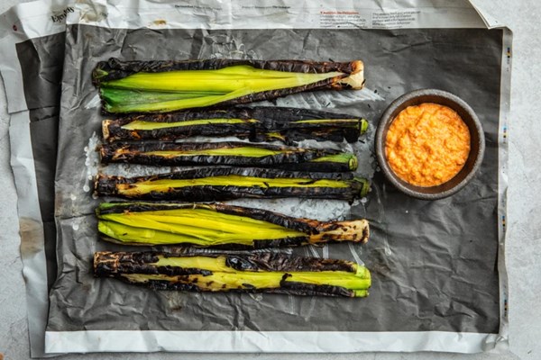Leeks with romesco