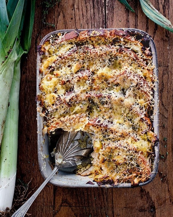 Leeky bread and butter pudding 