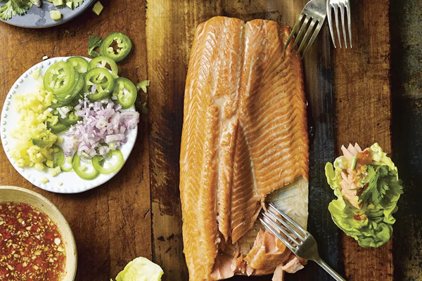 Leela Punyaratabandhu's cedar-plank salmon salad bites