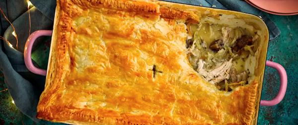 Left-over roast chicken pie