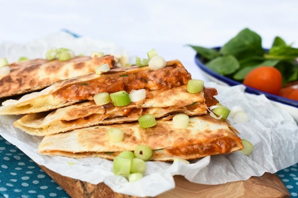 Leftover Bolognese quesadillas