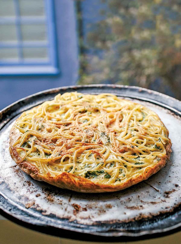 Leftover pasta frittata