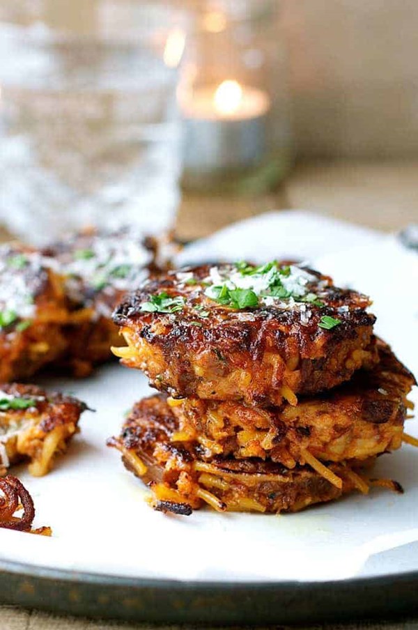 Leftover pasta fritters