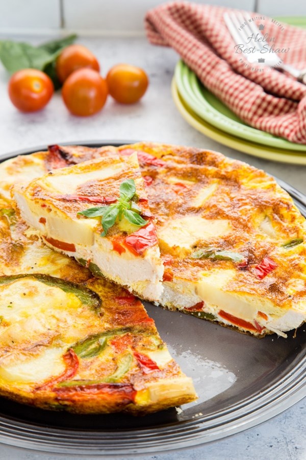Leftover roast chicken frittata