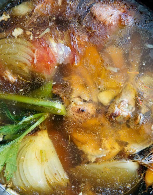 Leftover roast chicken soup