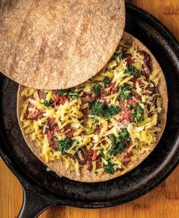 Leftover steak and Manchego quesadillas with chimichurri