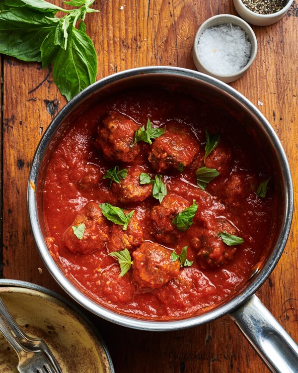 Leftover stuffing meatballs and marinara