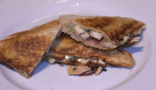 Leftover toastie with Stilton, turkey & cranberry sauce