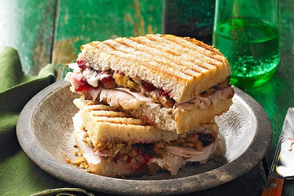 Leftover turkey & stuffing panini