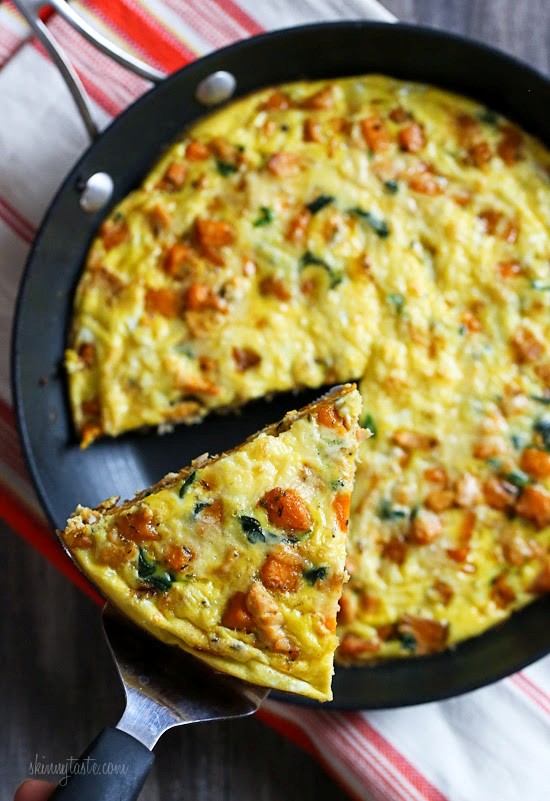 Leftover turkey and sweet potato frittata