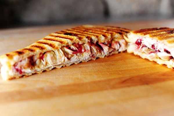 Leftover turkey and Swiss panini
