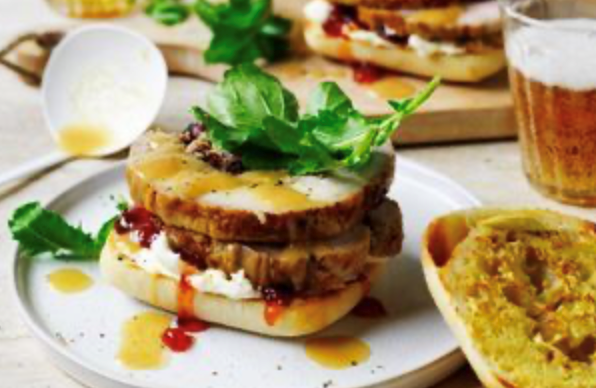 Leftover turkey roulade sandwiches